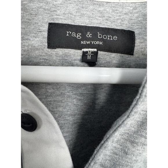 Mens rag & bone NY polo shirt heather gray w/white placket logo Sz Med - Picture 2 of 4